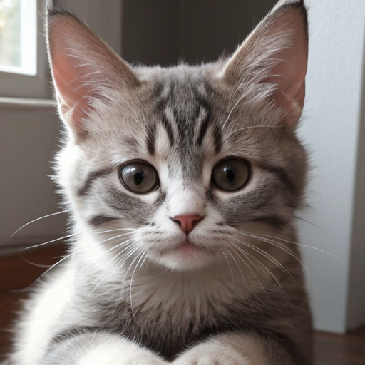 Tabby cat looking innocent.