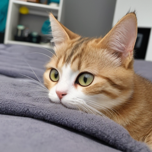 Tabby cat sitting neatly indoors.