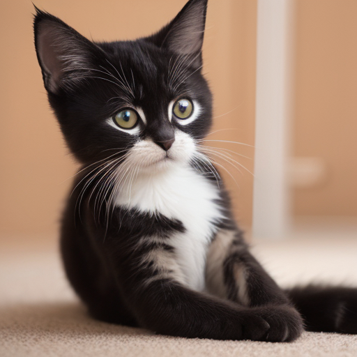 Small cat playing with string.